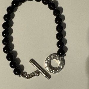 Tiffany & Co. Sterling Silver Black Onyx Bead Bracelet (8.5 in)